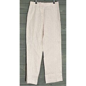 Zara Linen Pants Womens M Soft Pink Straight Leg Cottagecore Coastal Romantic